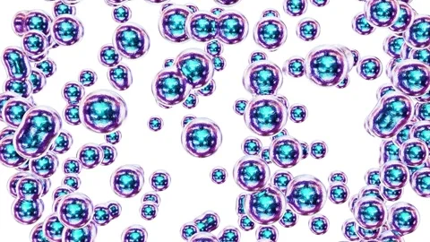 Iridescent metallic morphing molecules looping 3D animation with alpha Stock Footage 158444982