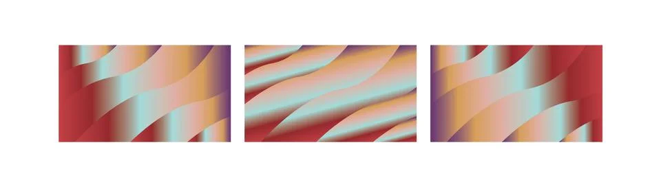 Iridescent Multicolor Gradient Wave Textures with Teal Gold Purple Crimson .. Illustrazione stock