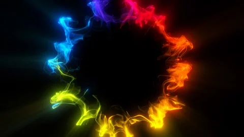Iridescent multicolored particle shockwave explosion alpha copy space 4k 60 fps Stock Footage 115533044