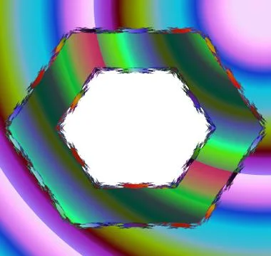 Iridescent opalescent hexagonal border with clear space in middle Stock Illustration