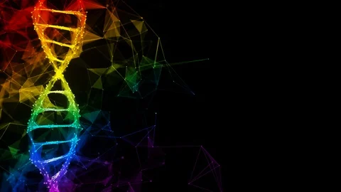 Iridescent rainbow Digital polygon DNA molecule strand colorful Loop Background Stock Footage 113350670