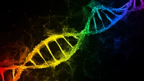Iridescent rainbow Digital polygon DNA molecule strand colorful Loop Background Vidéo 113350878