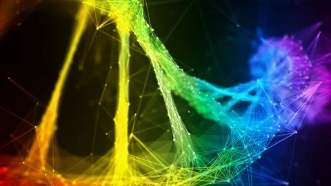 Iridescent rainbow Digital polygon DNA molecule strand colorful Loop Background Stock Footage 113352781