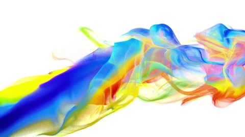 Iridescent rainbow paint ink drops in water inky cloud swirling smoke alpha Stock Footage 157238468
