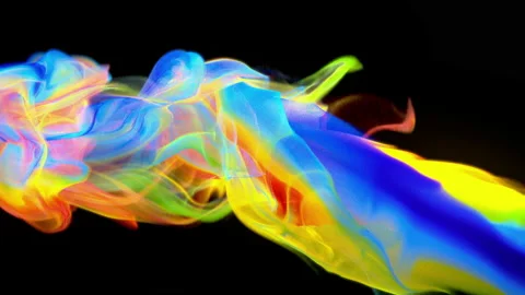 Iridescent rainbow paint ink drops in water inky cloud swirling smoke alpha Stock Footage 164872592