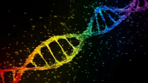 Iridescent rainbow random digits DNA molecule strand colorful Loop Background 4k Stock Footage 117242433