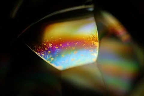 Iridescent Rainbow Reflections on a Soap Bubble Node Stock Photos