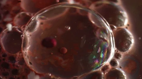 Iridescent Red Bubble Pops Stock Footage 75559661