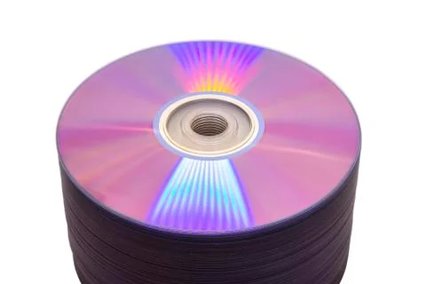 Iridescent reflections on a stack of DVDs Stock Photos