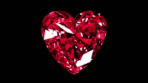 Iridescent Ruby Heart Cut. Looped. Alpha Matte. Video stock 66314549