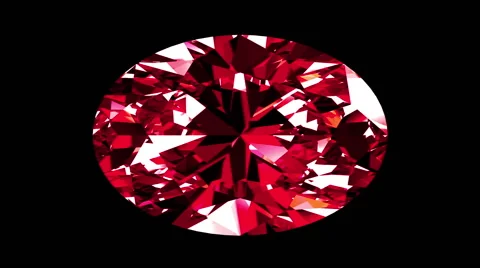 Iridescent Ruby Oval Cut. Looped. Alpha Matte. 3D Animation. Stock Footage 66314543