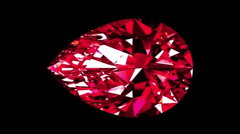 Iridescent Ruby Pear Cut. Looped. Alpha Matte. 3D Animation. Stock Footage 66314522