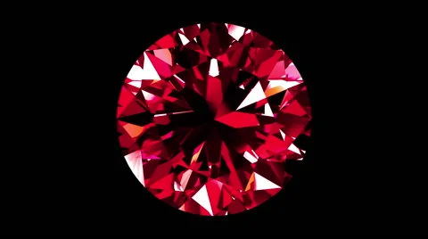 Iridescent Ruby Round Cut. Looped. Alpha Matte. Stock Footage 66314510