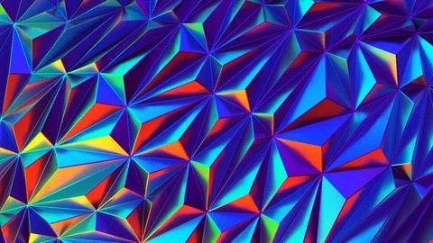 Iridescent shiny low poly background abstract with copy space 3d render Stock Illustration