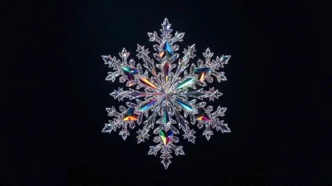 Iridescent Snowflake on Black Background Stock-Footage 338252040