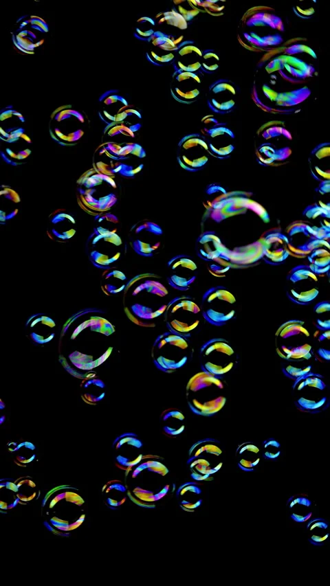 Iridescent Soap Bubbles on Black Background. Stock Footage 339867852