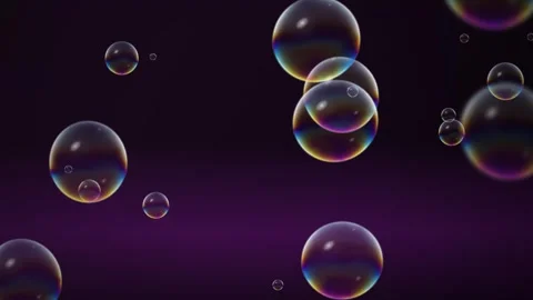 Iridescent Soap Bubbles Floating on Dark Violet Loop Background Stock Footage 345703653