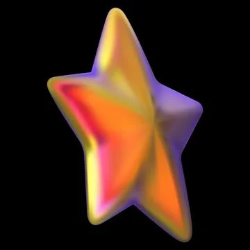 Iridescent star realistic 3D vector design, holographic red orange five-pointed Stock Illustration