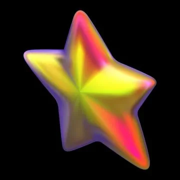 Iridescent star realistic 3D vector design, holographic red orange space galaxy Stock Illustration
