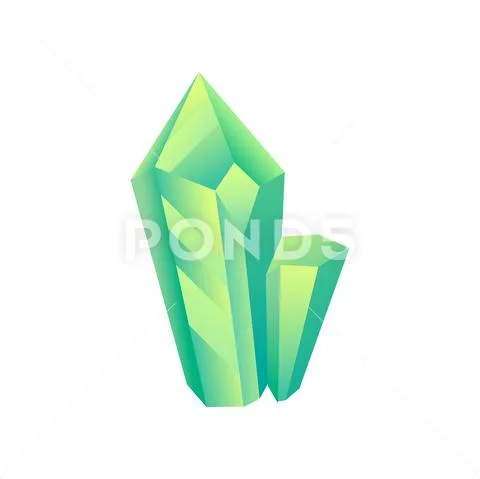 Iridescent stone, green mineral, crystal, gem, precious gemstone or semiprecious Stock Illustration