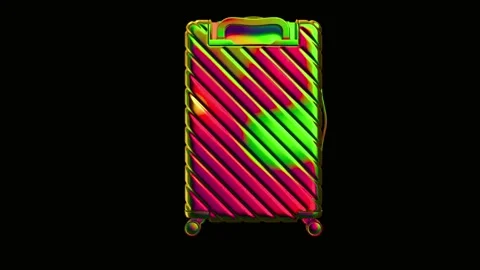 Iridescent suitcase rotating on dark background modern 3d graphic design Stock-Footage 341969489