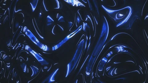 Iridescent texture of wavy vibrant surface with moving ripples. Blue, azure and Stock Footage 127776388