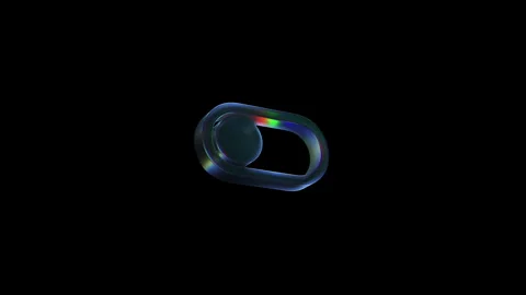 Iridescent toggle switch turning on and off, isolated on black 스톡 동영상 316761494