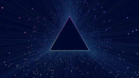 Iridescent triangle with luminous dots abstract geometric design Stockbeeldmateriaal 317255831