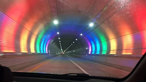 An iridescent tunnel lights. Stock Footage 86144800