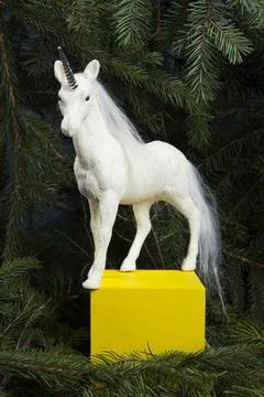 Iridescent white unicorn Stock Photos