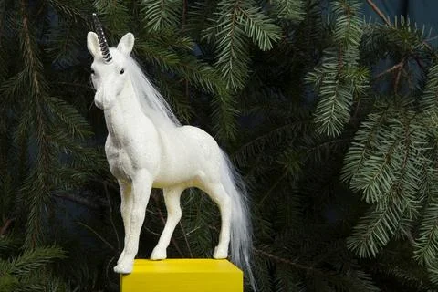 Iridescent white unicorn Stock Photos