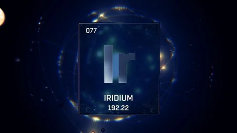 Iridium as Element 77 of the Periodic Table 3D animation on blue background 스톡 동영상 119617946