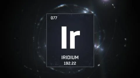 Iridium as Element 77 of the Periodic Table 3D illustration on silver background Stock Illustration