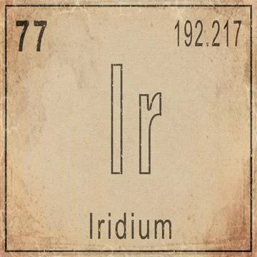 Iridium Element Card from Periodic Table on Vintage Old Paper Stock Illustration