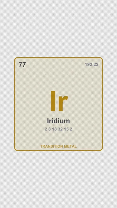 Iridium Ir Periodic Table Element Tile Labeled Alpha 4K Vertical 9x16 Light Stockbeeldmateriaal 339501171