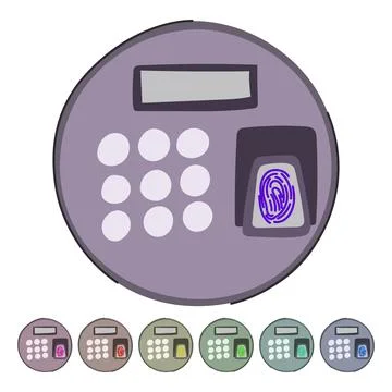 Iris biometric security device vector cartoon graphic Illustrazione stock