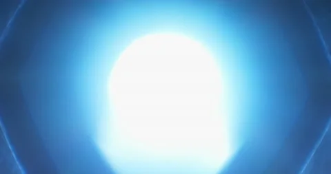 Iris blades slowly closing with blue light shining through old camera lens, f Stock Footage 147677076
