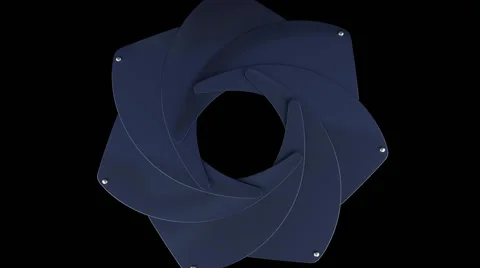 Iris diaphragm, 7-blades, opening, with ao, color mask and alpha Stock Footage 56862456