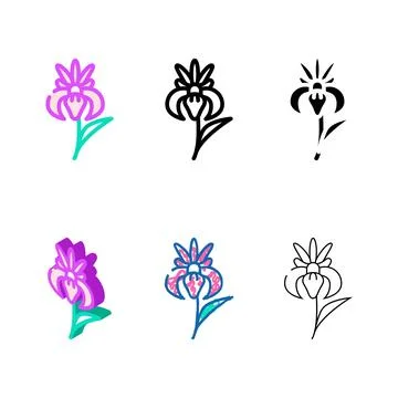 Iris flower color edition icon vector Stock Illustration