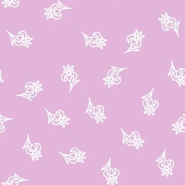 Iris flower line vector seamless pattern Stock Illustration