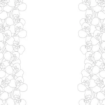 Iris Flower Outine Border on White Background Stock Illustration