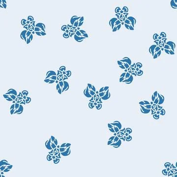 Iris flower spring glyph seamless pattern Stock Illustration