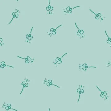 Iris flower spring glyph vector seamless pattern Stock Illustration