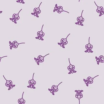 Iris flower spring line vector seamless pattern Stock Illustration