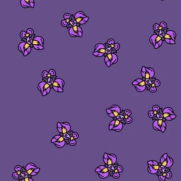 Iris flower spring vector seamless pattern Illustrazione stock