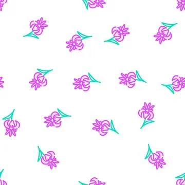 Iris flower vector seamless pattern Stock Illustration