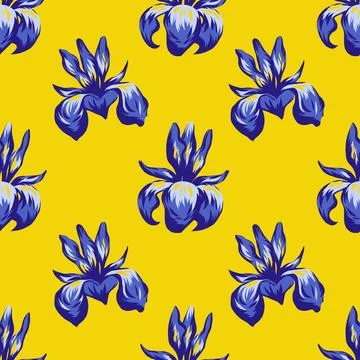 Iris flowers seamless pattern. Stock Illustration