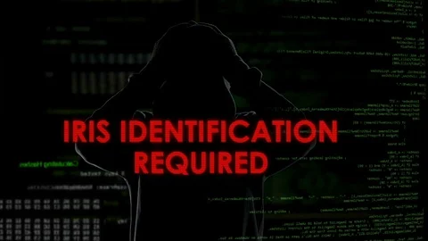 Iris identification required, unsuccessful hacking attempt on server, failure Stock Footage 84537628