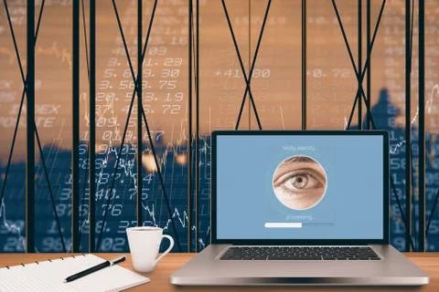 Iris recognition against river seine in paris Stock Illustration