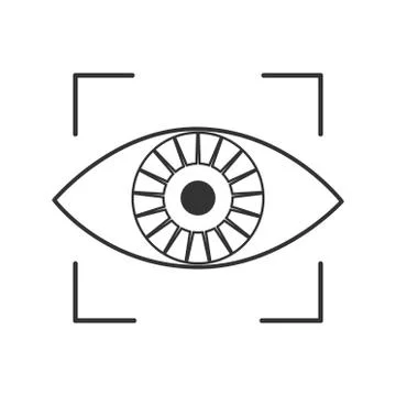 Iris recognition for biometric identification. Eye icon. Vector illustration Stock Illustration